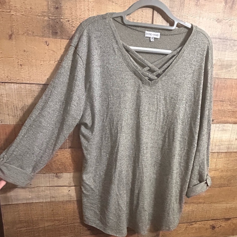 Thyme + Honey Olive Sweater 2X